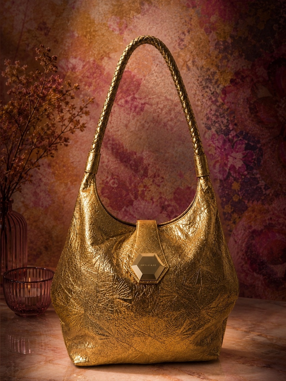 Bulgari × Matthew Williamson Limited Edition Metallic Gold Hobo Bag